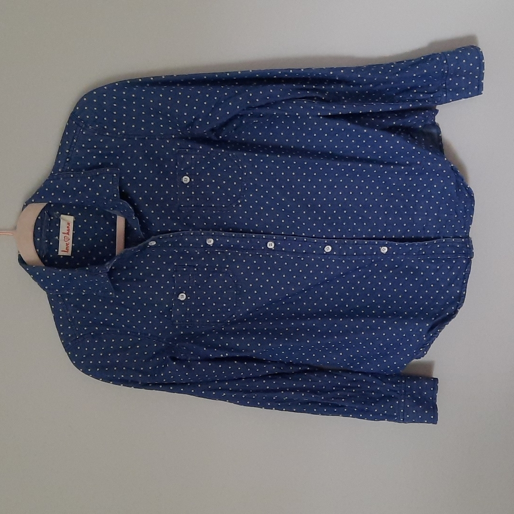 Love, Hanna Womens Dotted Chambray Button Down Size 6